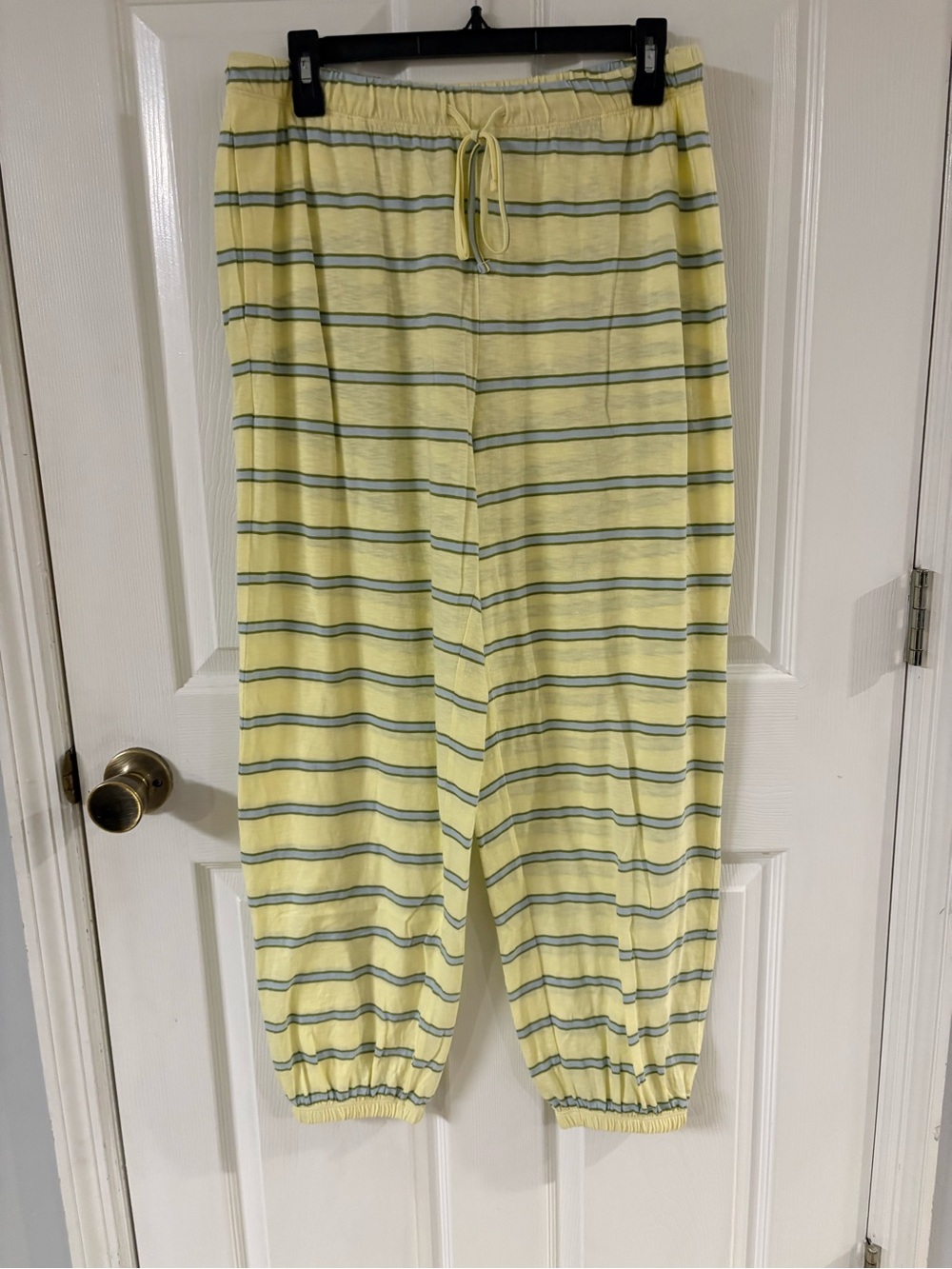 new American Eagle Yellow and blue Striped wide leg jogger pants
